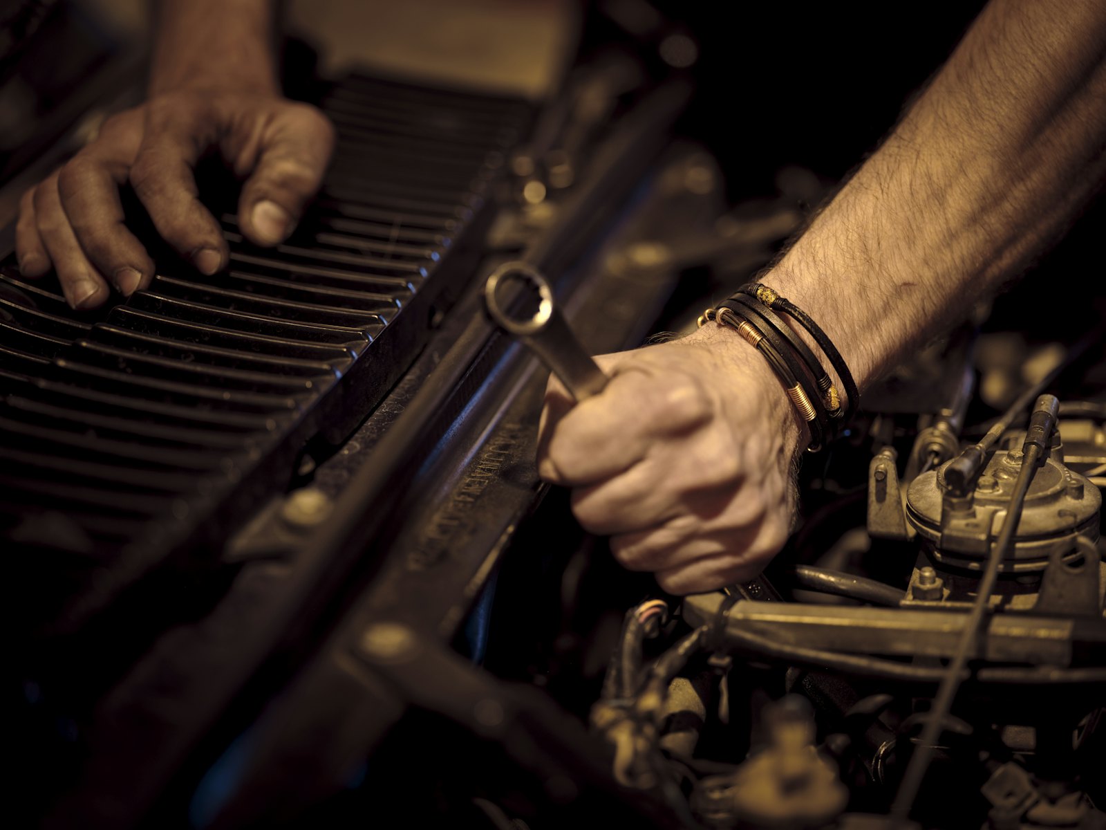 Mechanic working with a spanner